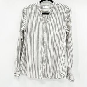 Zara Women's‎ White Black Striped Long Sleeve Button Down Shirt Top Size M